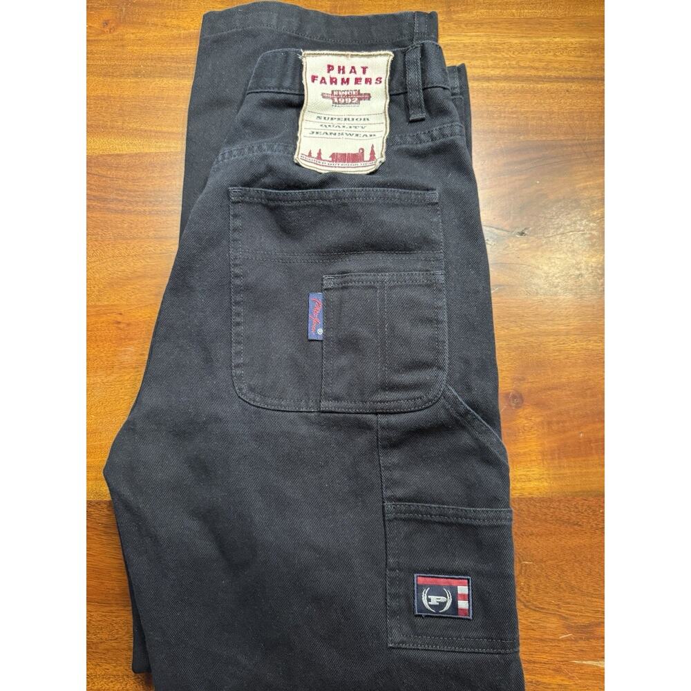 Vintage Phat Farm Carpenter Jeans Baggy Wide SouthPole Style Y2K Men Black Sz 30